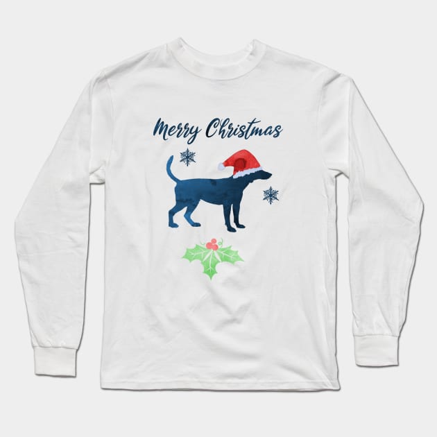 Christmas Foxhound Dog Art Long Sleeve T-Shirt by TheJollyMarten